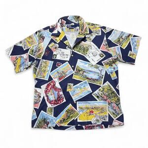 Polo Ralph Lauren 90s Vintage Bermuda Postcard Hawaiian Button Shirt Large